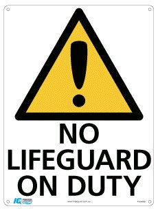 No Lifeguard On Duty Warning Triangle Sign