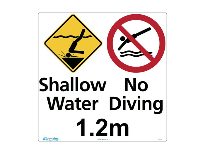 Depth with Diamond Symbol Sign - Shallow Water & No Diving - PVC