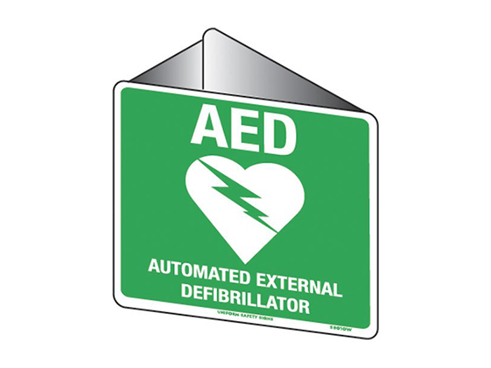 Emergency Off Wall AED Sign