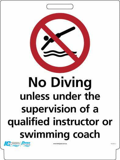 Pavement Sign - No Diving Unless Under Supervision