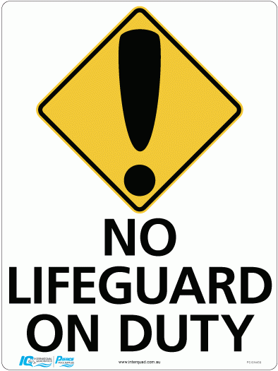 No Lifeguard On Duty Diamond Warning Sign