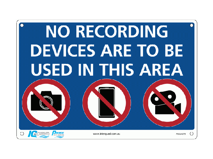 No Recording Devices Prohibition Sign