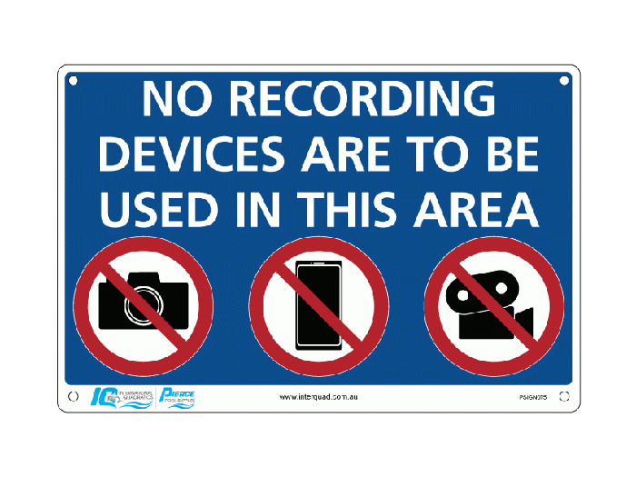 No Recording Devices Prohibition Sign