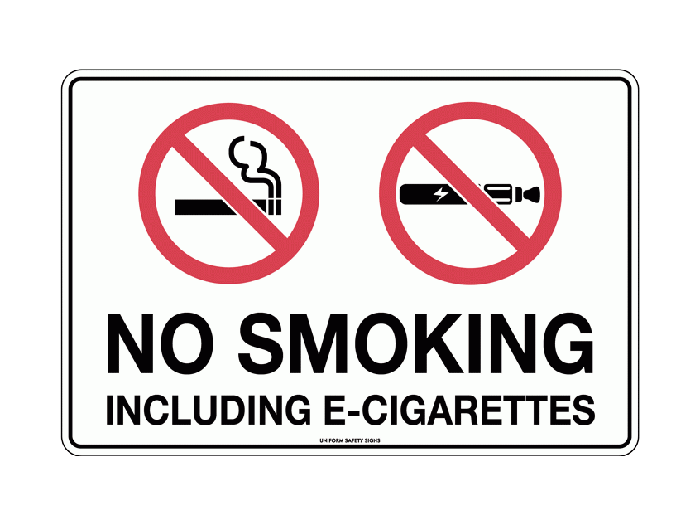 No Smoking Including E-Cigarettes Prohibition Sign