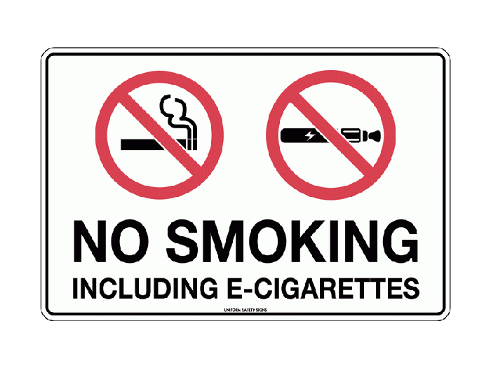 No Smoking Including E-Cigarettes Prohibition Sign