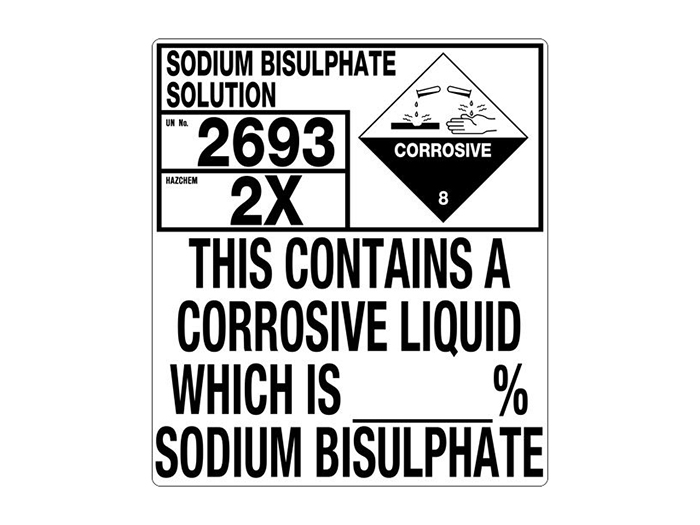 Hazchem Storage Sign - Sodium Bisulphate Solution