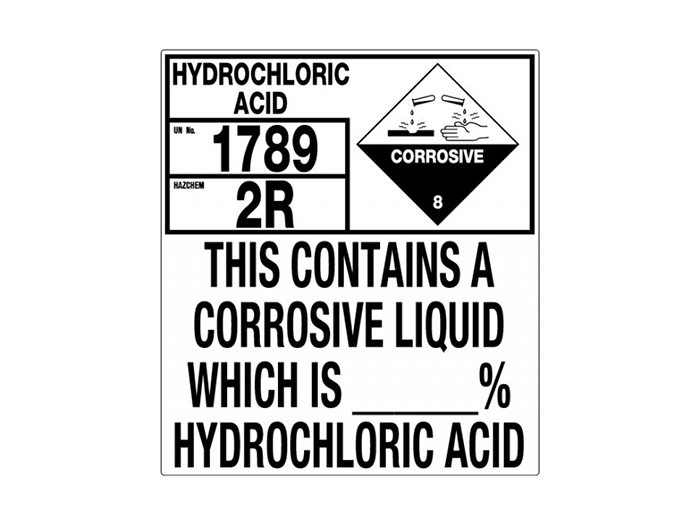 Hazchem Storage Sign - Hydrochloric Acid Percentage