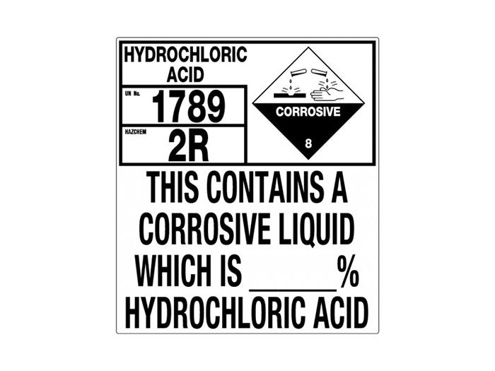 Hazchem Storage Sign - Hydrochloric Acid Percentage